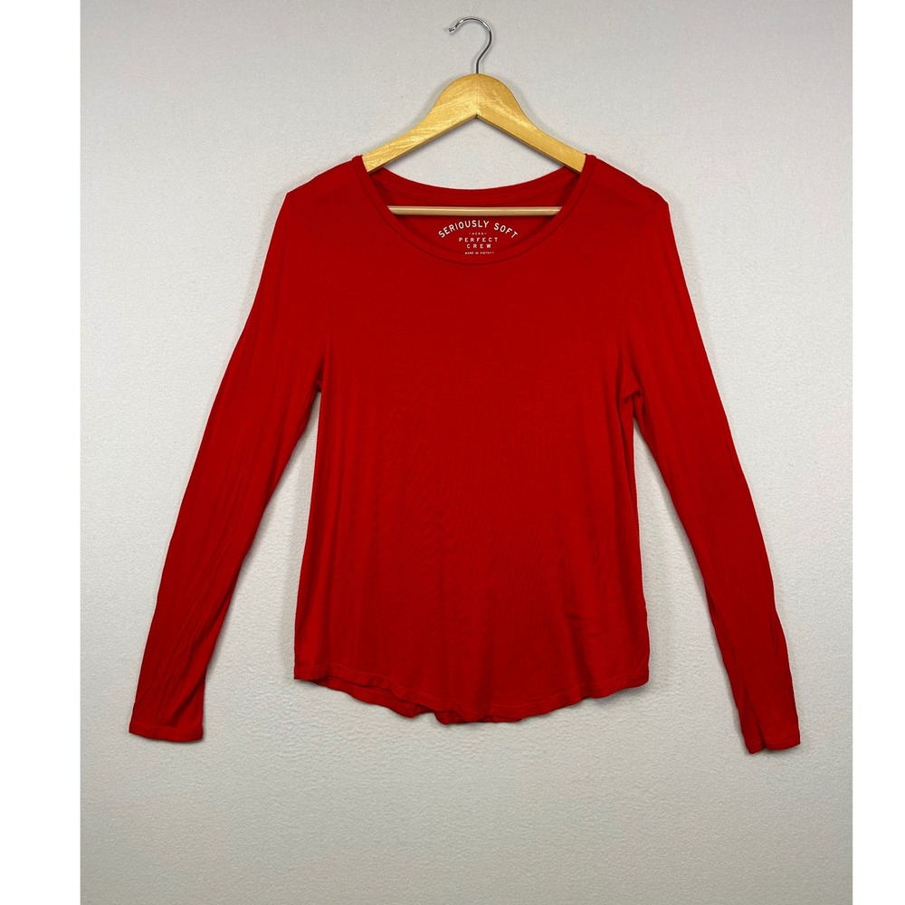 Minimalist Aeropostale Womens Medium Red Seriously Soft Long Sleeve Perfect Crew